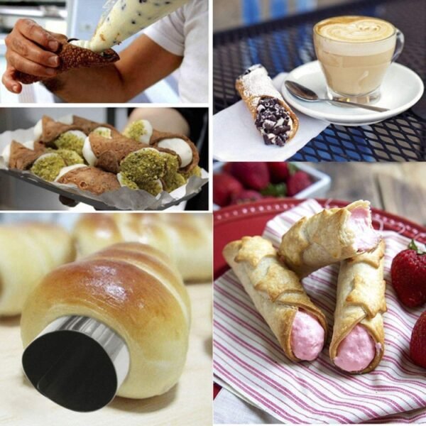 20 PCS Oblique Double-Head Stainless Steel Large Spiral Tube Non-Stick Croissant Mold Croissant Tool