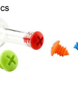 5pcs Screw Shape Red Wine Preservation Silicone Bottle Stopper Random Colour Delivery