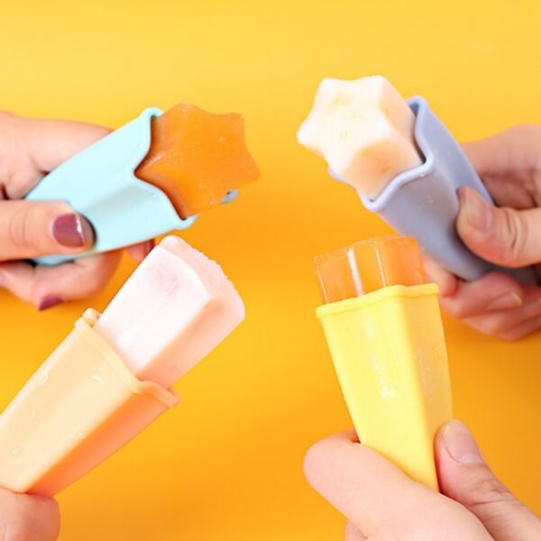 4 in 1 Children Star Popsicle Mold Set Food Grade Silicone Ice Cream Mold Random Colour Delivery