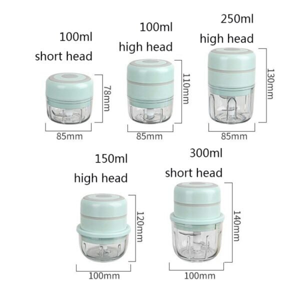 ZM-14 Household Mini Wireless Electric Garlic Masher, White 100ml, Green 100ml, Pink 100ml, High Cup White 250ml, High Cup Green 250ml, High Cup Pink 250ml, White Glass 300ml, Green Glass 300ml, Pink Glass 300ml, White High Cup 250ml + Small Cup 100ml...