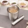 Kitchen 304 Stainless Steel Garlic Masher Spice Bean Nut Grinder, Straight Shape, Waist Shape, Drum Shape, Big Bowl Shape, Large Drum Shape