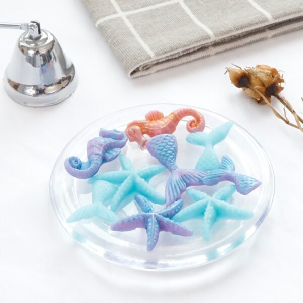 Ocean Series Big And Small Fishtail Starfish Seahorse DIY Baking Liquid Silicone Mold, Gray, Pink