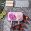 Cute Cartoon Silicone Ice Cream Popsicle Mold with Lid & Stick, Love, Snowman, Feet, Wavy