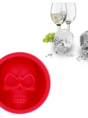 Kitchen Ice Box Food Grade Silicone Skull Ice Lattice Creative Whiskey Ice Ball Ice Mould, Cat Paw Shape(Red), Skull Shape(Blue), Skull ShapeGreen), Skull Shape(Orange)