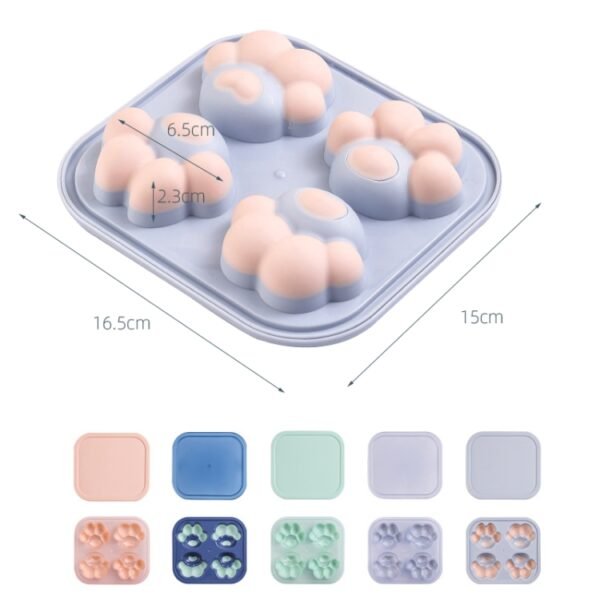 Household Cat Paw Shape Creative Silicone Ice Box Ice Cube Mold Ice Hockey DIY Food Supplement Box with Lid, Cat Paw Shape(Lilac Purple), Cat Paw Shape(Shrimp Red), Cat Paw Shape(Vegetation Green), Cat Paw Shape(Blue Green), Cat Paw Shape(Pink Purple)