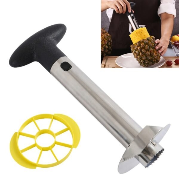 TBD059495401A-1.jpg 2 PCS Stainless Steel Pineapple Peeler Slicers Fruit Cutter Kitchen Tools, Pineapple Corer Slicer (Black handle), Pineapple Corer Slicer (Yellow handle), Pineapple Corer Slicer (Fruit Green handle)