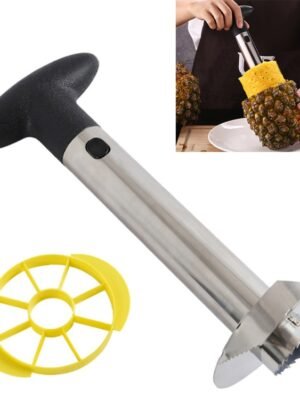 2 PCS Stainless Steel Pineapple Peeler Slicers Fruit Cutter Kitchen Tools, Pineapple Corer Slicer (Black handle), Pineapple Corer Slicer (Yellow handle), Pineapple Corer Slicer (Fruit Green handle)