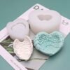Heart Shaped Angel Wings Silicone Mold Baking Ice Cream Candle Aromatherapy Mold, L, S