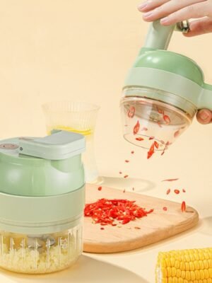 4 In 1 Handheld Electric Vegetable Cutter Set Garlic Mud Masher Garlic Chopper