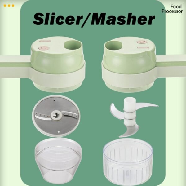4 In 1 Handheld Electric Vegetable Cutter Set Garlic Mud Masher Garlic Chopper