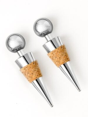 2 PCS Metal Cork Red Wine Stoppers Synthetic Wood Wine Corks