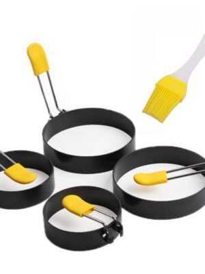 4-Pack Anti-Hot Egg Rings Non-Stick Round Fried Egg Maker Mold, 4-Pack Anti-Hot