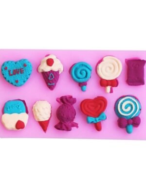 G114 Candy Lollipop Ice Cream Shape Silicone Mold Chocolate Biscuits Cake Decoration