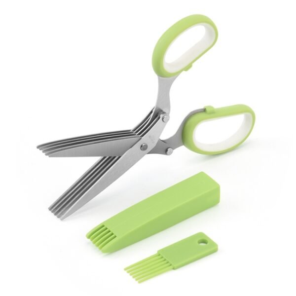 Five-Layer Vegetable Scissors Office Shredding Stainless Steel Scissors, Green White, Black Red, Green Gray, Blue Gray