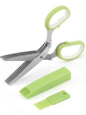 Five-Layer Vegetable Scissors Office Shredding Stainless Steel Scissors, Green White, Black Red, Green Gray, Blue Gray