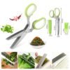Five-Layer Vegetable Scissors Office Shredding Stainless Steel Scissors, Green White, Black Red, Green Gray, Blue Gray
