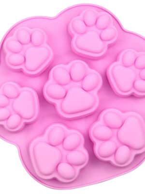 7 Cells Small and Large Cat Paw Silicone Cake Mould Cartoon DIY Handmade Essential Oil Soap Moulds, Pink, Light Blue