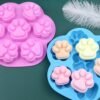 7 Cells Small and Large Cat Paw Silicone Cake Mould Cartoon DIY Handmade Essential Oil Soap Moulds, Pink, Light Blue