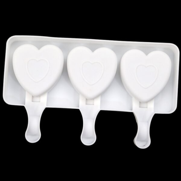 3 Grids Heart Shape Ice Cream Model DIY Pudding Mold Without Stick, 3 Grids Heart