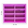 8 Grids Rectangular Silicone Handmade Soap Mould DIY Aromatherapy Mould, Light Blue, Purple, Pink