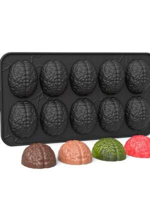 10 Grids Brain Halloween Chocolate Mould Homemade Brain Cake Mould DIY Candy Soft Molds, 10 Grids Brain