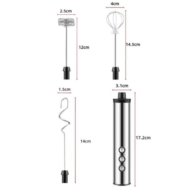3In1 Portable Rechargeable Handheld Electric Egg Beater Mini Milk Frother For Baking, Rechargeable