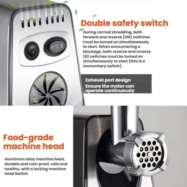 400W Stainless Steel Electric Meat Grinder With Sausage Stuffer, EU Plug, US Plug, UK Plug