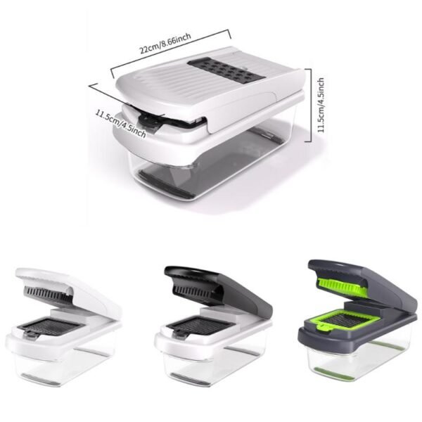 Multi-Function Vegetable Chopper Mandoline Slicer Upgrade Lock Design & Finger Guard, 15 In 1 Gray Green, 15 In 1 Black Cover, 15 In 1 White Cover, 15 In 1 White Green, 18 In 1 White Cover, 18 In 1 Black Cover