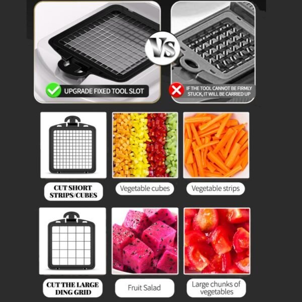 Multi-Function Vegetable Chopper Mandoline Slicer Upgrade Lock Design & Finger Guard, 15 In 1 Gray Green, 15 In 1 Black Cover, 15 In 1 White Cover, 15 In 1 White Green, 18 In 1 White Cover, 18 In 1 Black Cover