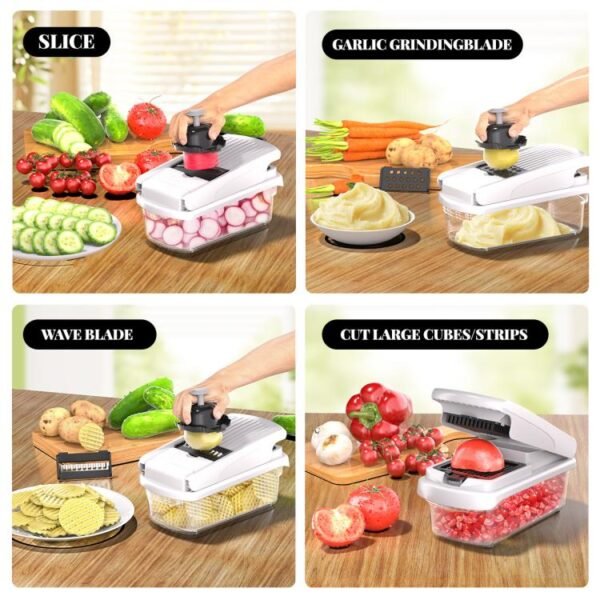 Multi-Function Vegetable Chopper Mandoline Slicer Upgrade Lock Design & Finger Guard, 15 In 1 Gray Green, 15 In 1 Black Cover, 15 In 1 White Cover, 15 In 1 White Green, 18 In 1 White Cover, 18 In 1 Black Cover