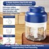 320ml Wireless Electric Garlic Chopper 6 Stainless Steel Blades Rechargeable Mini Food Processor