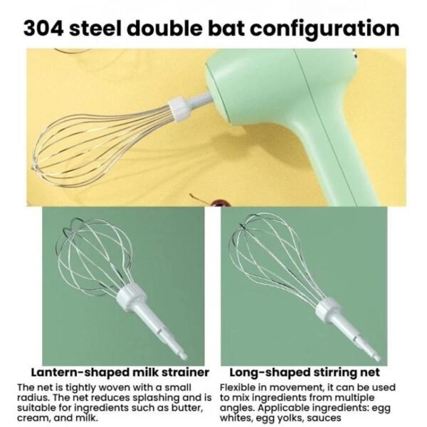 Wireless Electric Egg Whisk With Base Handheld Mini Multifunctional Milk Frother, Single White, Single Green, Dual-Head Green, Dual-Head White