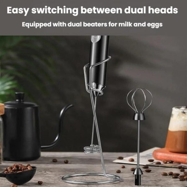 Wireless Handheld Electric Egg Whisk Milk & Coffee Frother, Dual-Head White, Dual-Head Black, Dual-Head With Bracket White, Dual-Head With Bracket Black