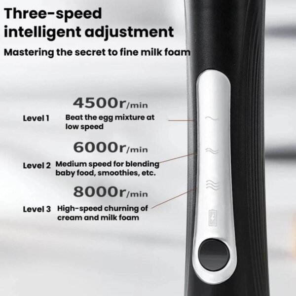 Household Handheld Mini Electric Milk Frother 3-Speed Rechargeable Egg Whisk, Dual-Head Black, Dual-Head White, Dual-Head With Bracket White, Dual-Head With Bracket Black
