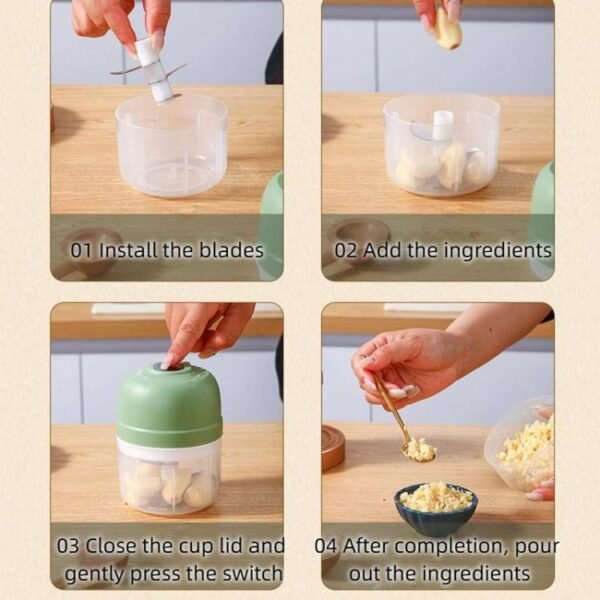 Wireless Electric Food Chopper Rechargeable Mini Food Processor for Garlic, Meat, Baby Food, 100ml 2-Blade White, 100ml 2-Blade Pink, 100ml 2-Blade Green, 250ml 3-Blade White, 250ml 3-Blade Pink, 250ml 3-Blade Green