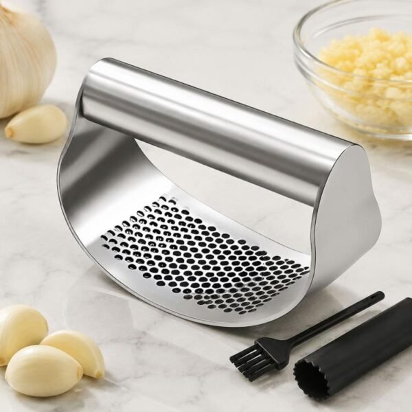 Stainless Steel Curved Garlic Press Kitchen Garlic Crusher, LsCook PHZ90C 3pcs /Set 1.8cm Thick