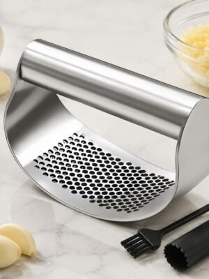 Stainless Steel Curved Garlic Press Kitchen Garlic Crusher, LsCook PHZ90C 3pcs /Set 1.8cm Thick