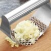 Stainless Steel Curved Garlic Press Kitchen Garlic Crusher, LsCook PHZ90C 3pcs /Set 1.8cm Thick