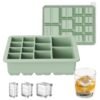 13-Cavity Multi-Sized Square Ice Cube Tray with Lid Food-Grade Silicone Mold for Easy Release Ice Making