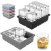 13-Cavity Multi-Sized Square Ice Cube Tray with Lid Food-Grade Silicone Mold for Easy Release Ice Making