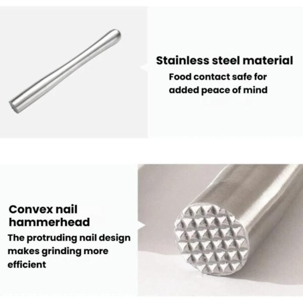 304 Stainless Steel All-Metal Ice Crushing Cocktail Stirring Stick Fruit Lemon Muddler, LsCook 30cm Slim Waist Satin Finish