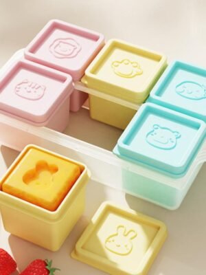 Silicone Baby Food Storage Container Ice Cube Tray 6 Individual 4oz Portions Freezer Tray with Lids