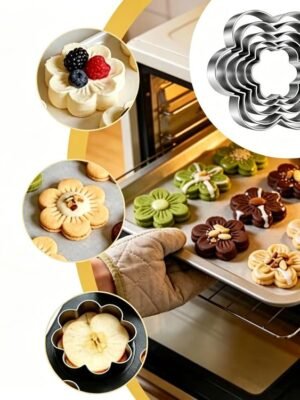 430 Stainless Steel Cookie Cutter Cookie Cake Mold, LsCook 5-Piece Set Flower Shaped