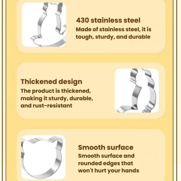 Stainless Steel Cat Shape Cookie Mold Cartoon Cookie Cutter, LsCook 9-Piece Set