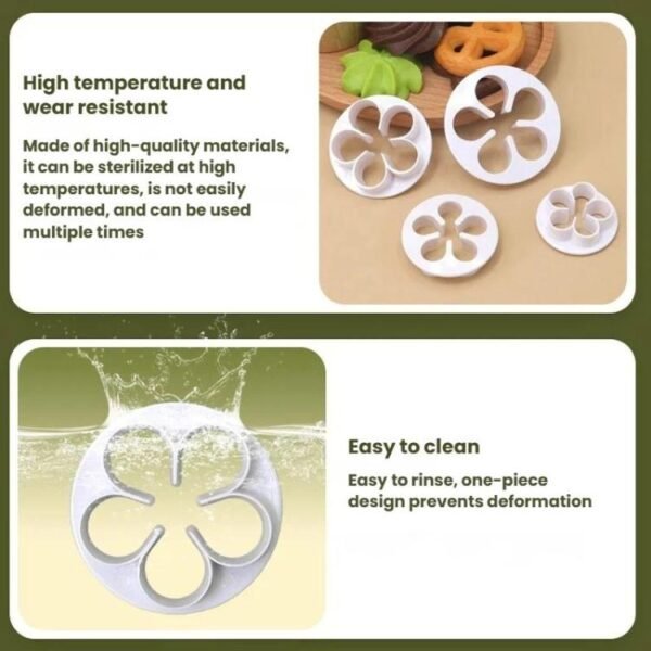 LsCook 4-Piece Set No-Handle Plum Blossom Cutter Realistic Baking Mold