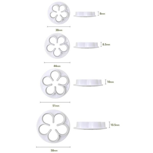 LsCook 4-Piece Set No-Handle Plum Blossom Cutter Realistic Baking Mold
