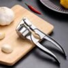 Aluminum Alloy Garlic Press Manual Pull Style Garlic Press, LsCook Large 4 In 1