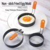 LsCook 4 inch Round Stainless Steel Egg Pan Heat-Resistant Silicone Handle Thickened Non-Stick Egg Mold