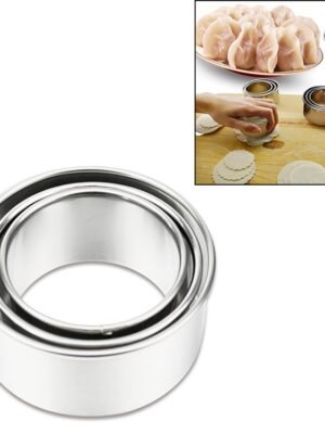 3pcs/set Stainless Steel Round Dumplings Wrappers Molds Set Cutter Maker Tools, Circular, Sawtooth