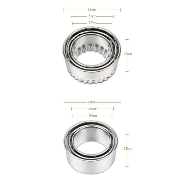 3pcs/set Stainless Steel Round Dumplings Wrappers Molds Set Cutter Maker Tools, Circular, Sawtooth